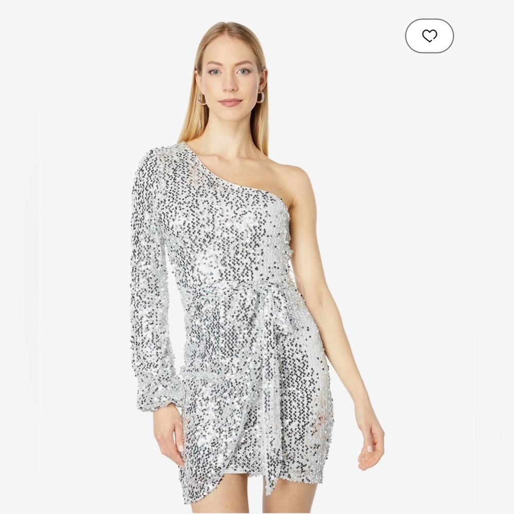 Bebe One Shoulder Sequin Wrap Dress NWT